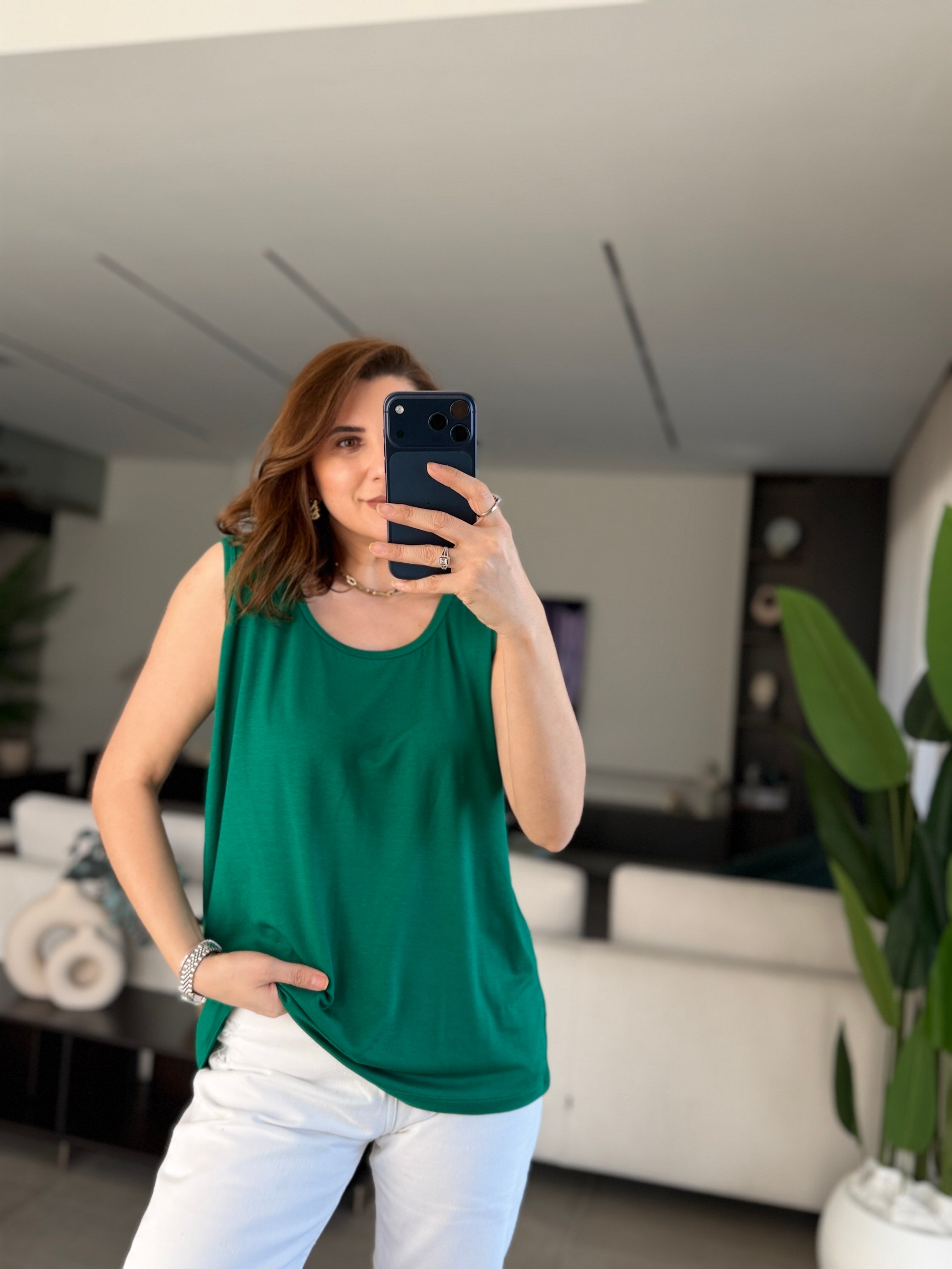 Yeşil U Yaka Kolsuz Atlet