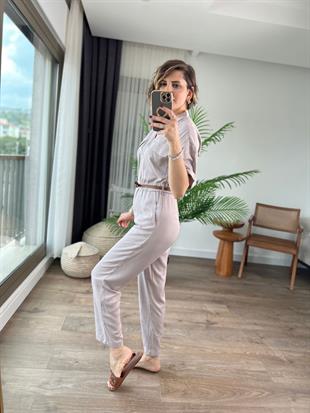ÇİFT CEPLİ KEMER DETAYLI TENSEL TULUM