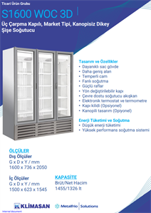 ŞENOCAK CAMLI SOĞUTUCU S1600SCTHD 3 KAPILI