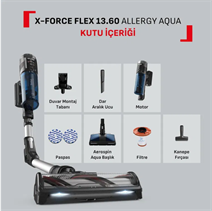 Tefal TY9AC X-force Flex 13.60 Allergy Aqua Aerospin Kablosuz Şarjlı Dikey Süpürge