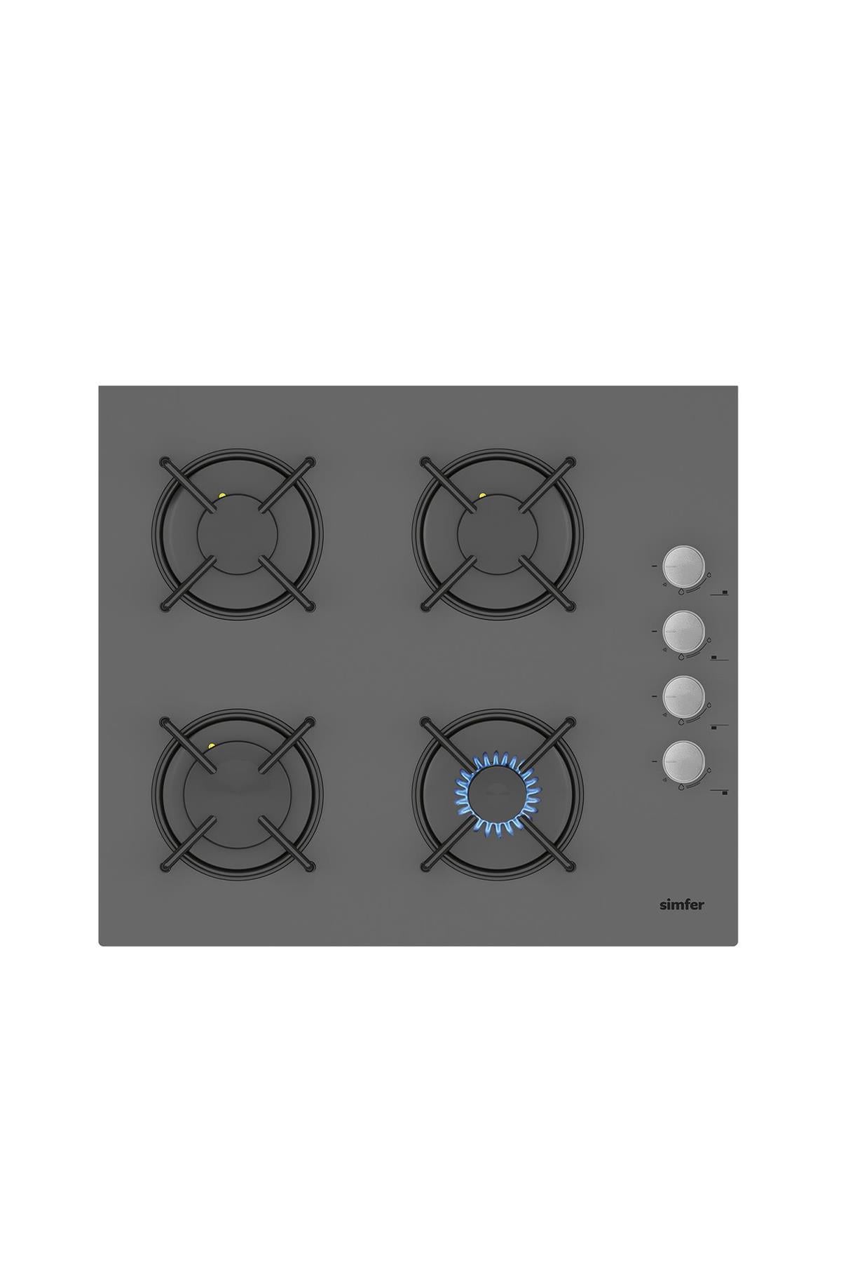 Simfer 3537 4G 60 Cm Silver Cam Ankastre Ocak Parlak