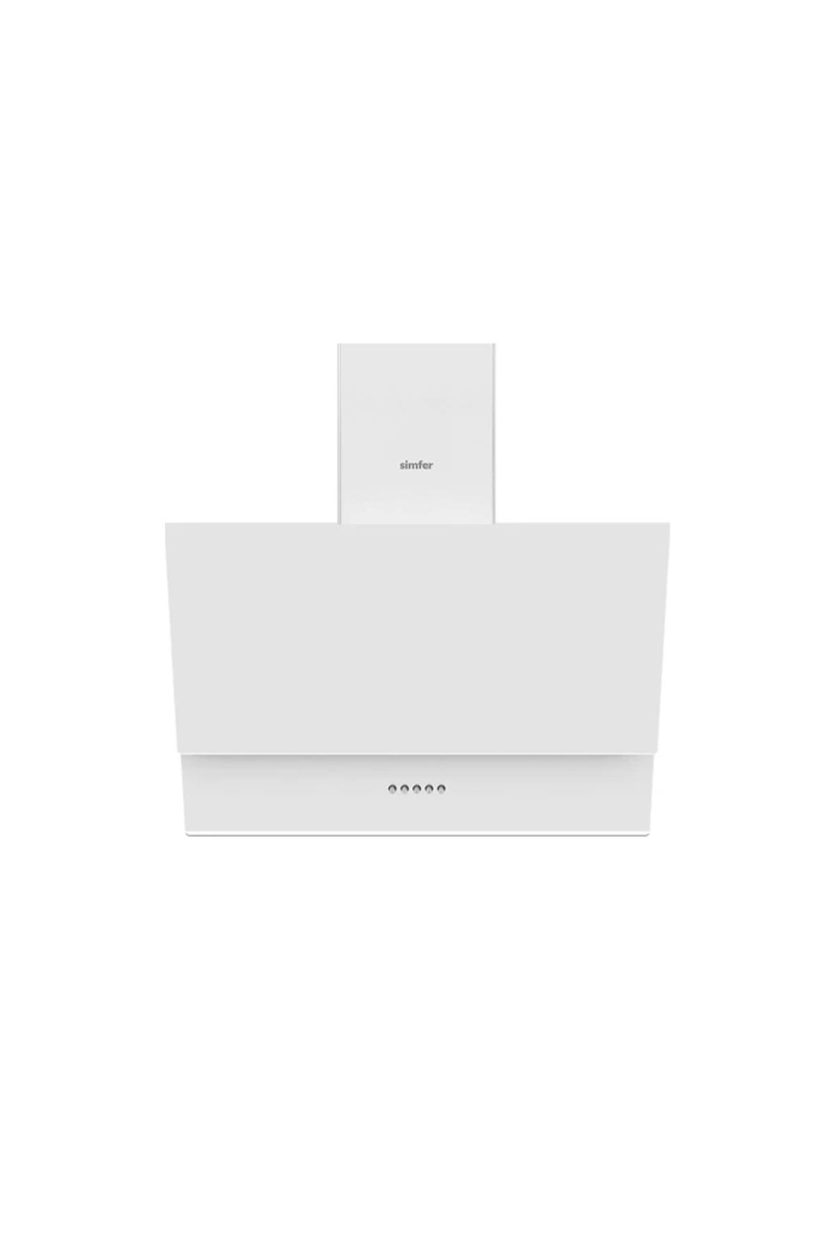 Simfer SD-8709 60 Cm Eğik Beyaz Cam 2 Cam Push Buton Led Lamba