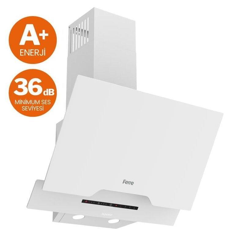 Ferre D078 Tek Camlı Dokunmatik  60 Cm Beyaz Davlumbaz