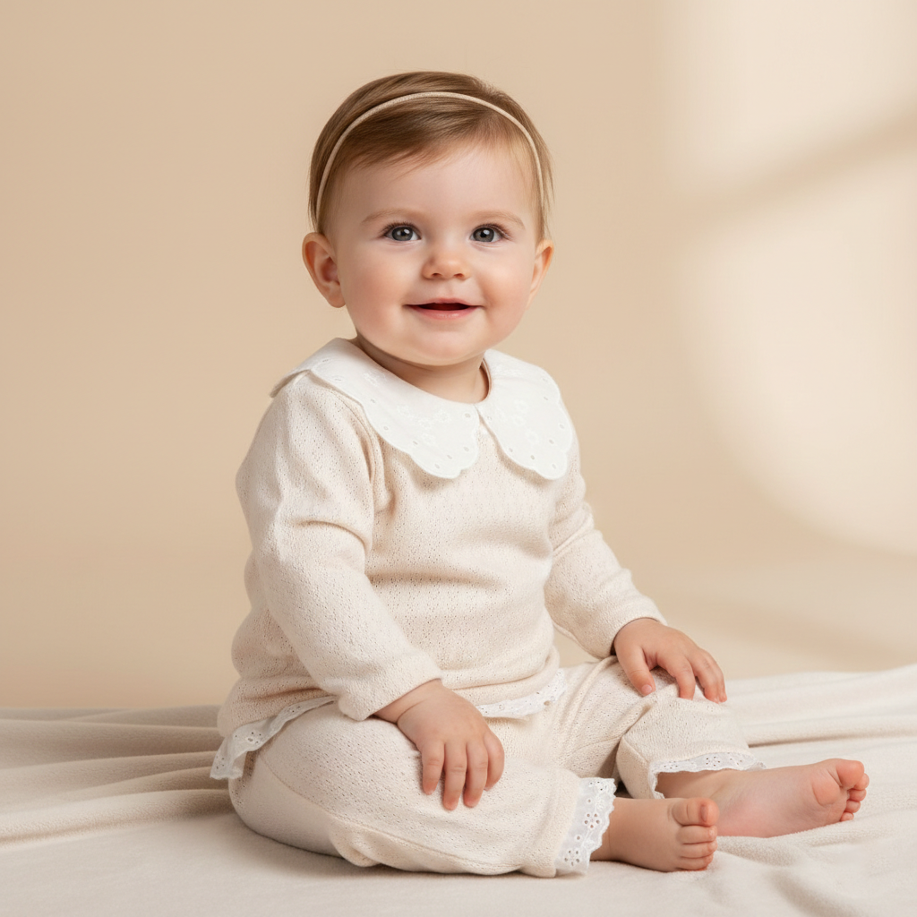 Myroka Kız Bebek 2li Takım Krem