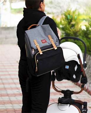 Myrokaİlk Garni Bebek Bakım Çantası Gri Siyah