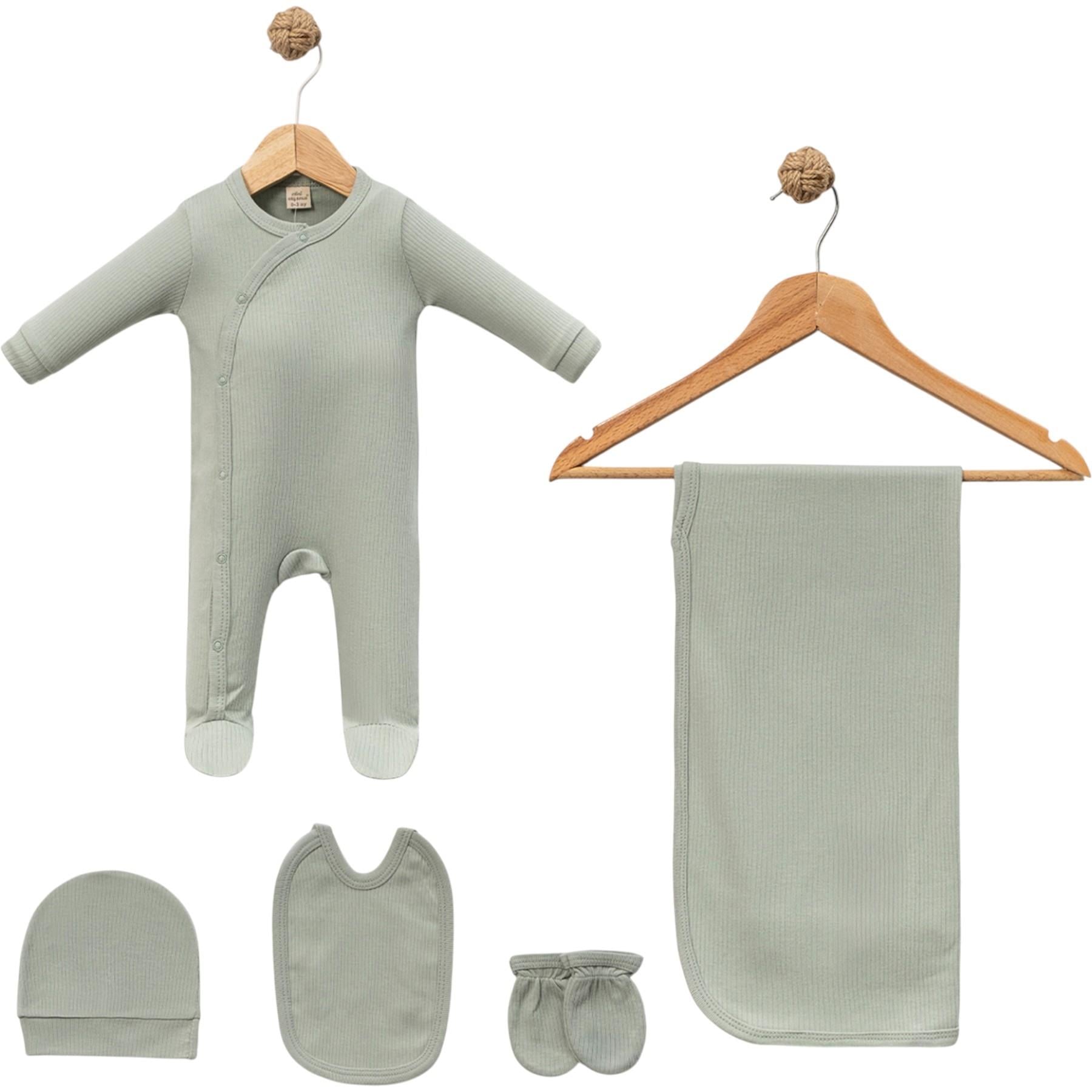 Myroka Battaniyeli Yenidoğan 5'li Tulum Set Mint