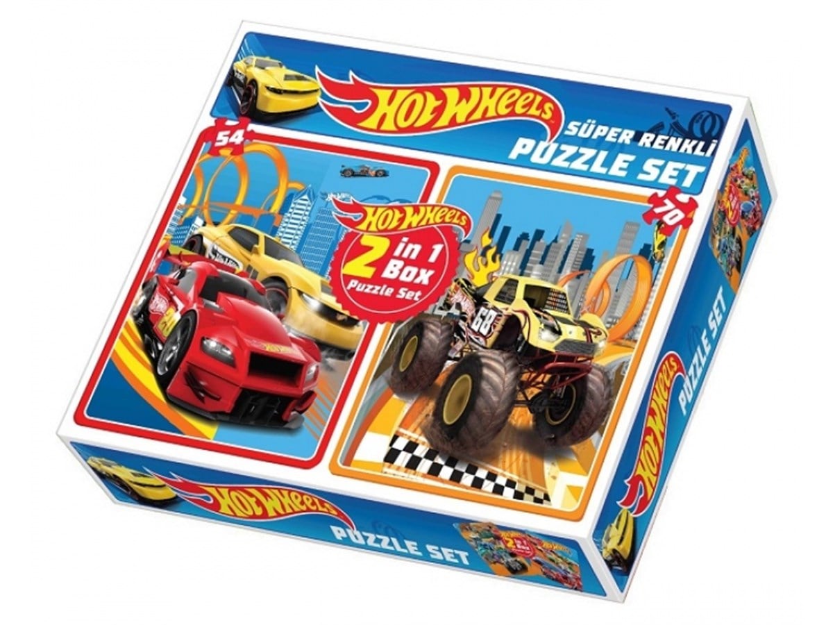 Hot Wheels Puzzle Set 2in1 Box 54 ve 70 Parça