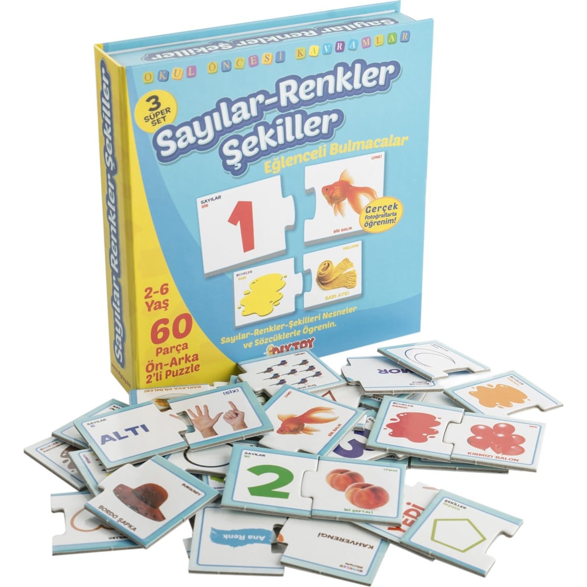Sayılar Renkler Şekiller 60 Parça Eğlenceli Bulmacalar 