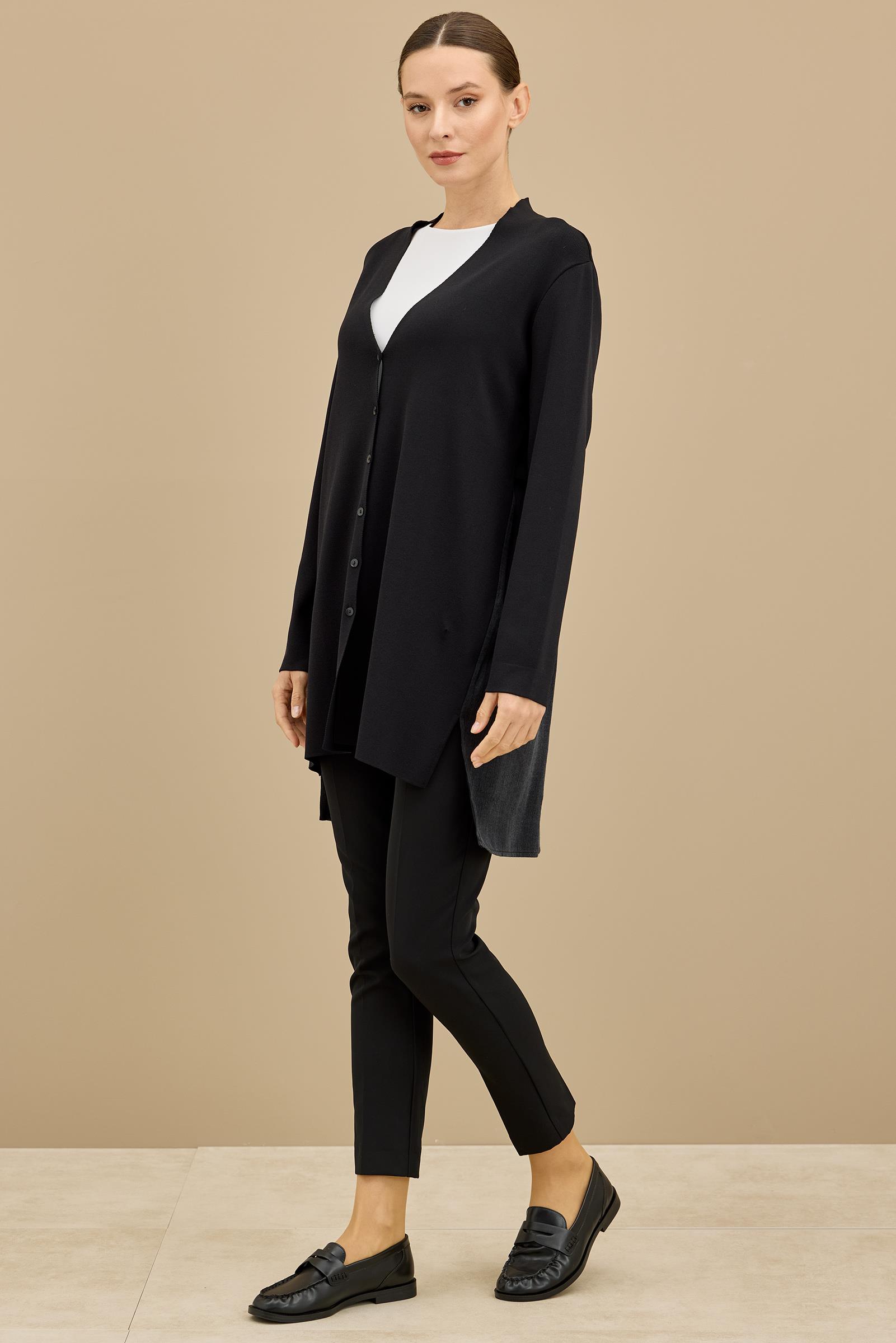 Kupra Mixli Rayon Hırka SİYAH