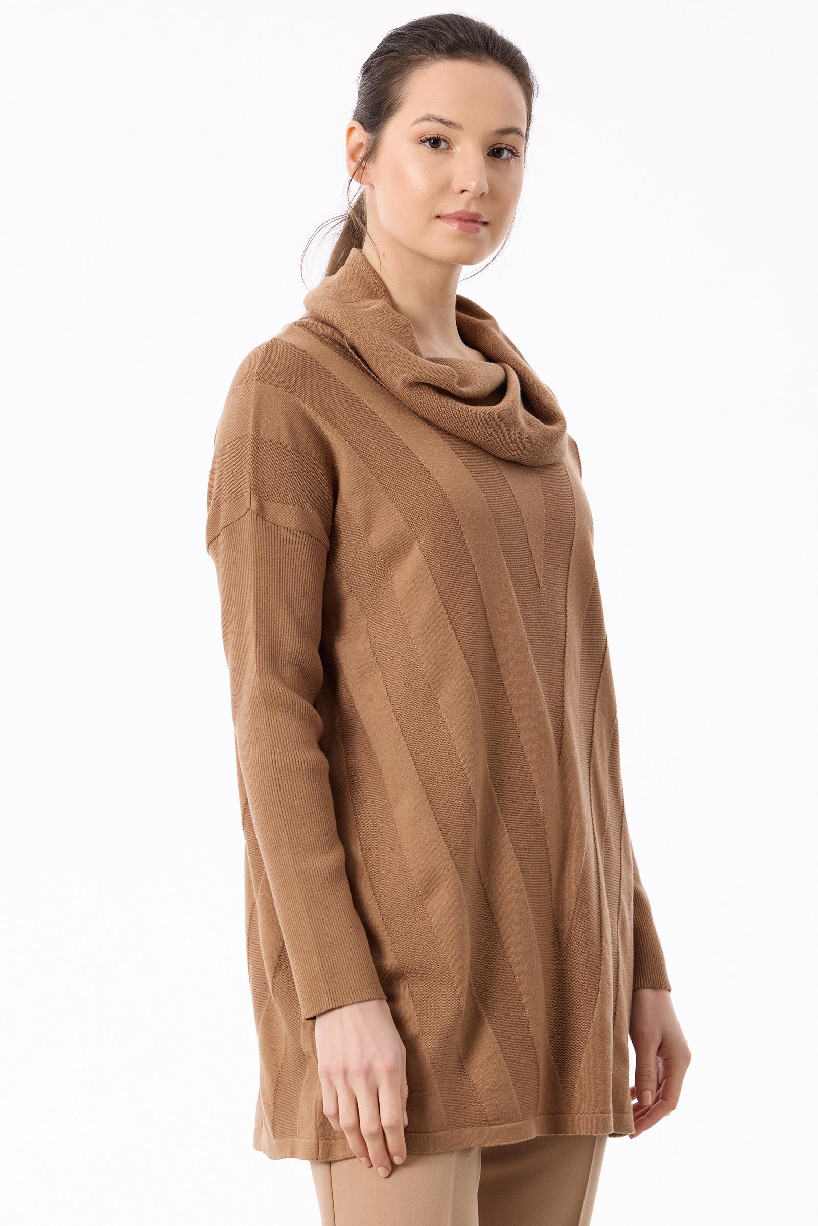 Degaje Yaka Triko Tunik CAMEL