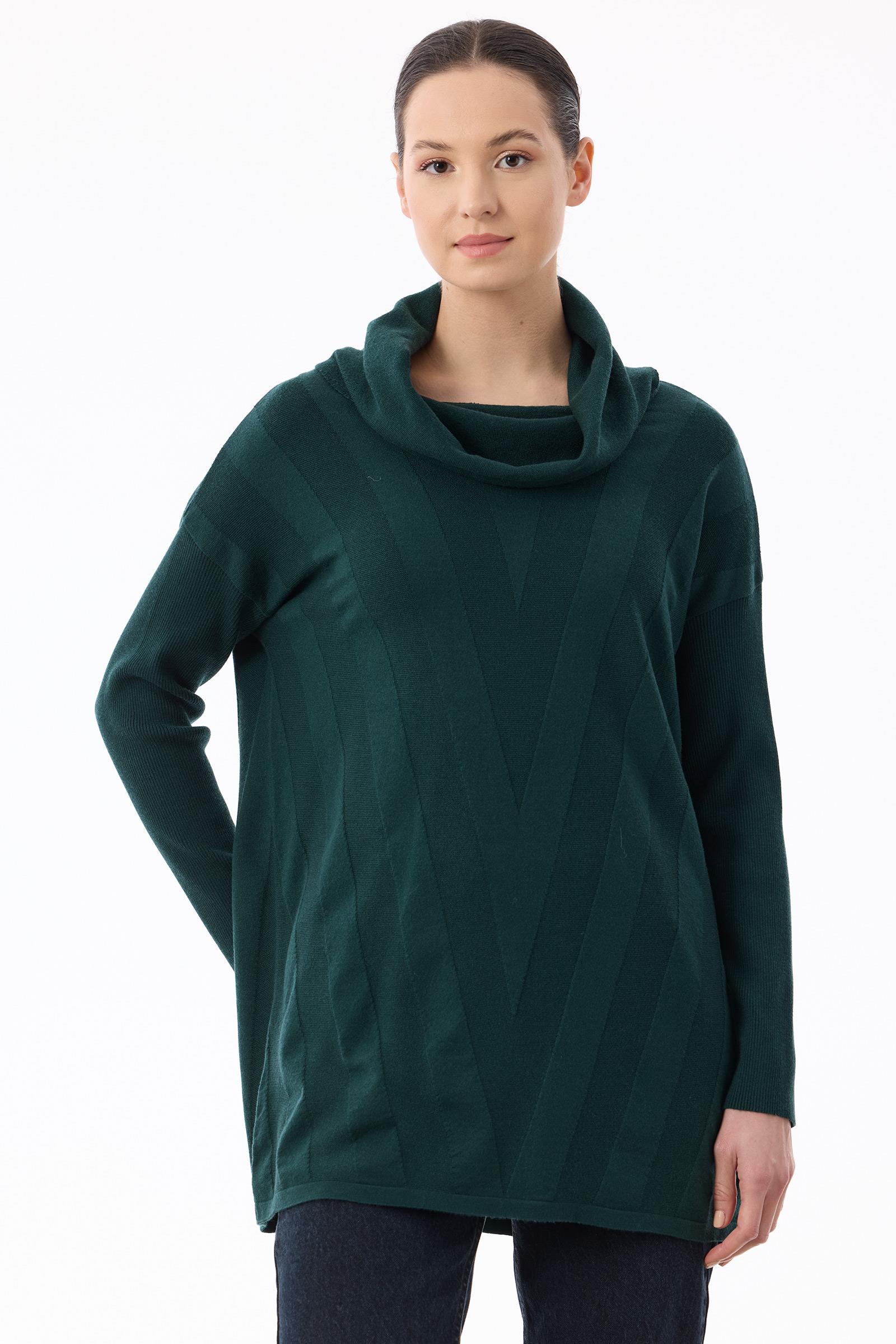 Degaje Yaka Triko Tunik NEFTİ