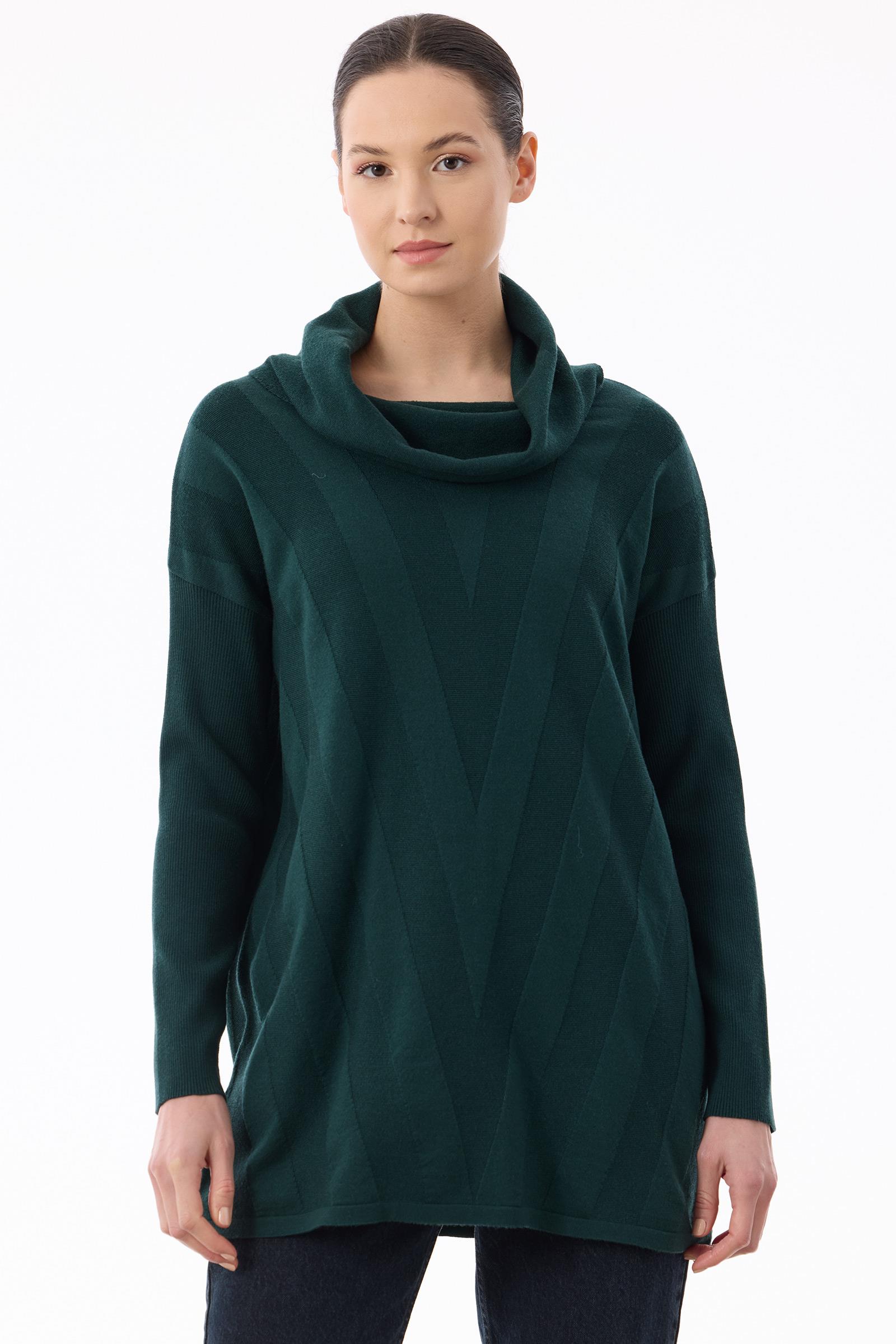 Degaje Yaka Triko Tunik NEFTİ