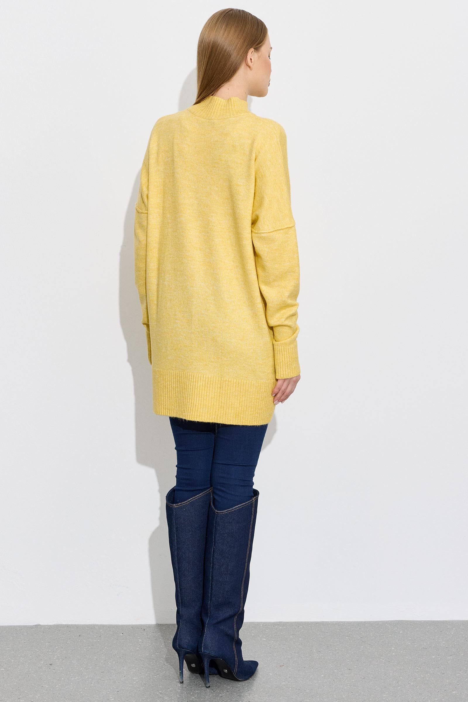 Dikiş Detaylı Basic Triko Tunik SARI