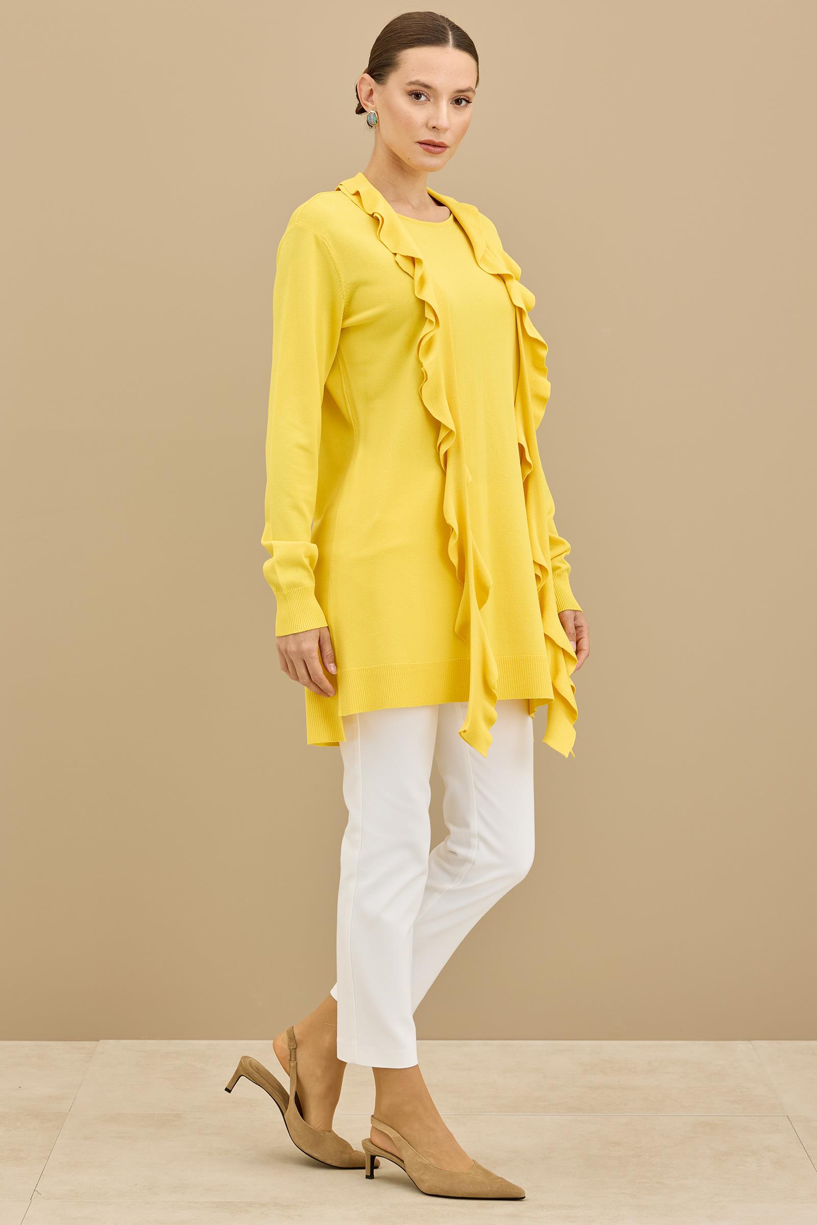 Fular Detaylı Rayon Tunik SARI