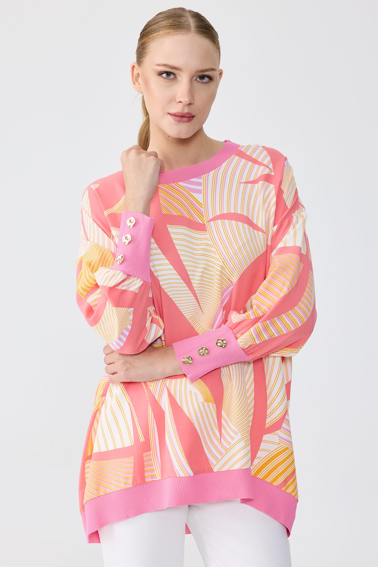 Manşetleri Düğmeli Triko Ribanalı Tunik MERCAN