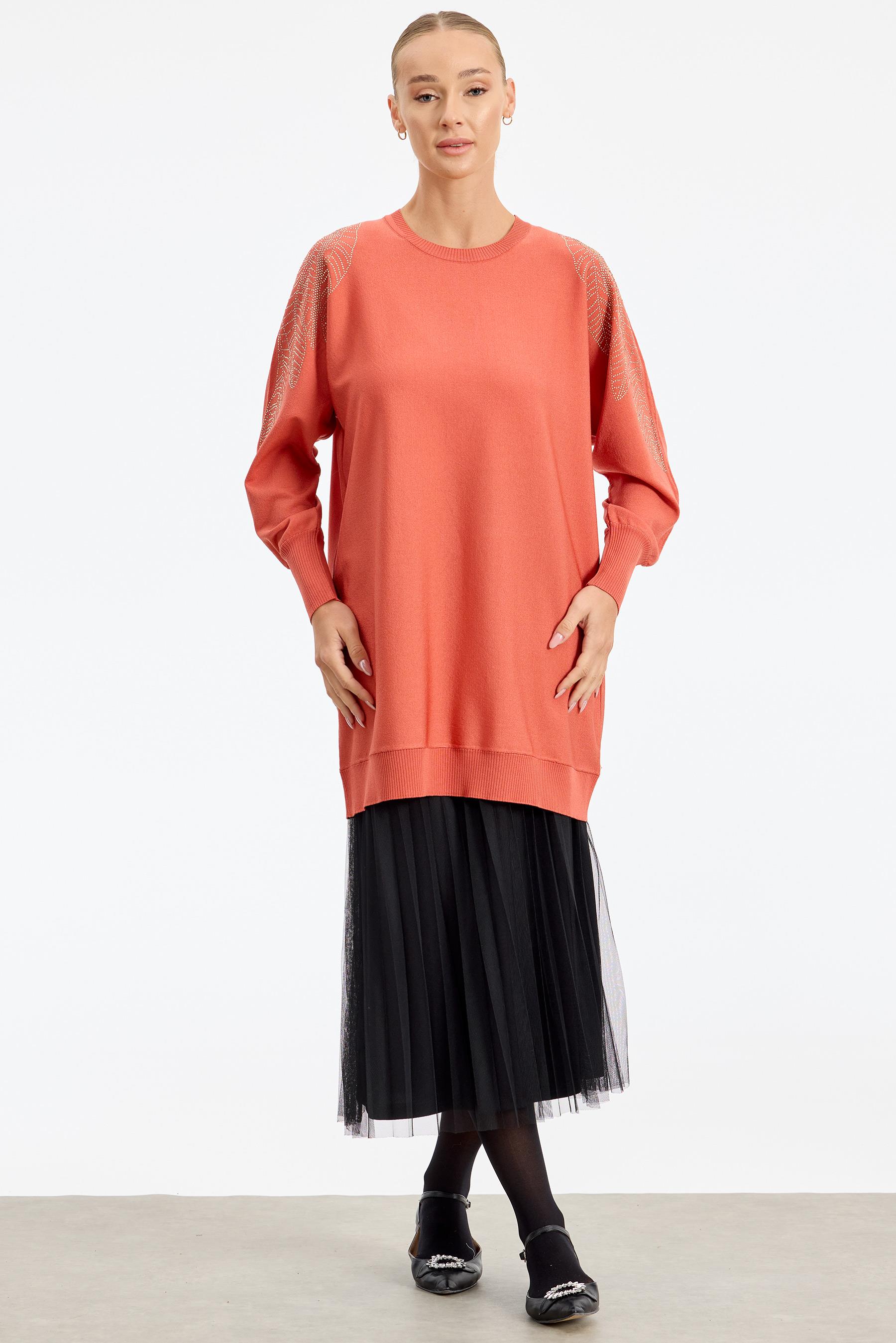 Omzu Taş Baskılı Rayon Tunik  SOMON