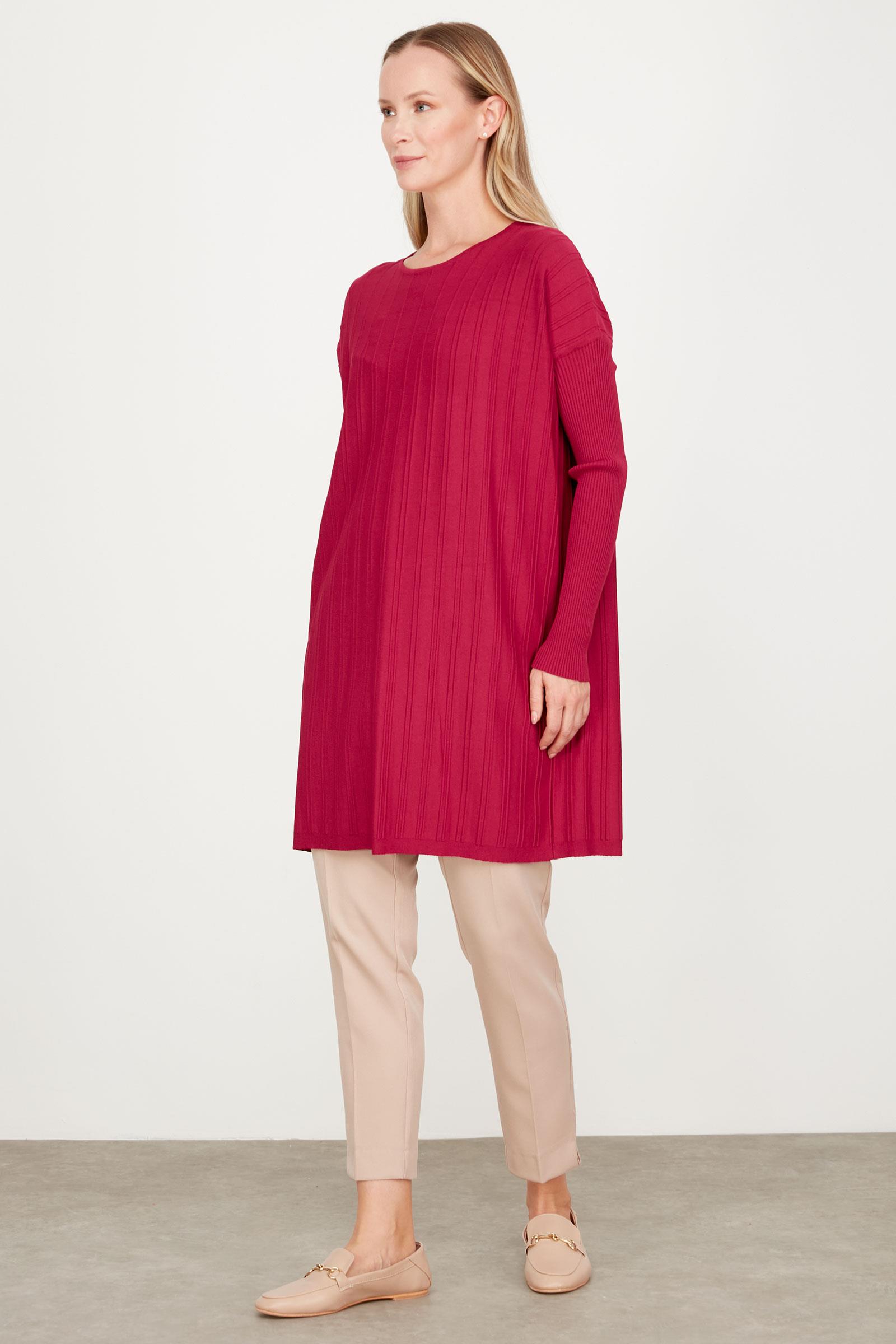T KALIP FİTİL DETAYLI  RAYON TUNİK FUŞYA