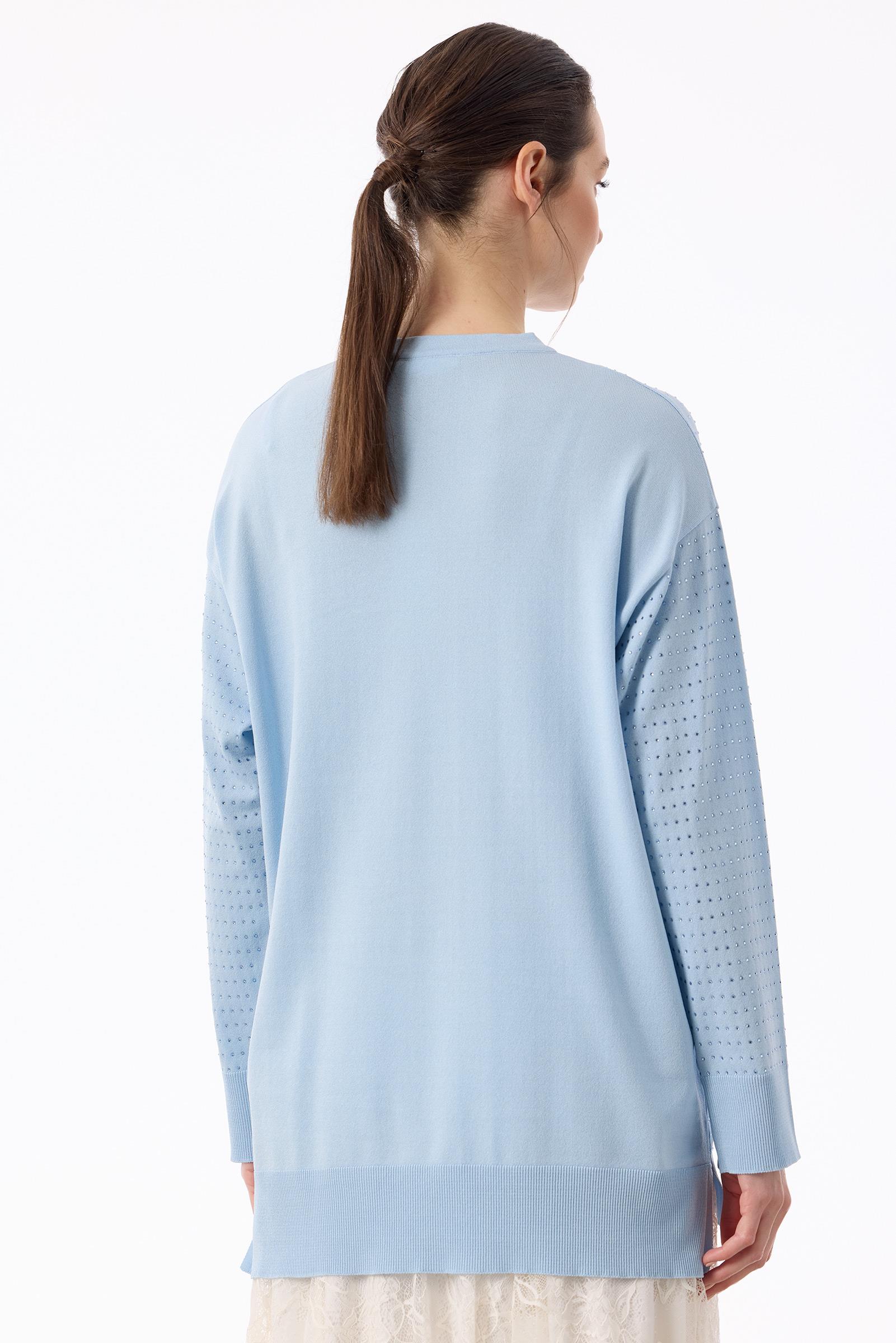 Taş Baskılı Rayon Tunik MAVİ