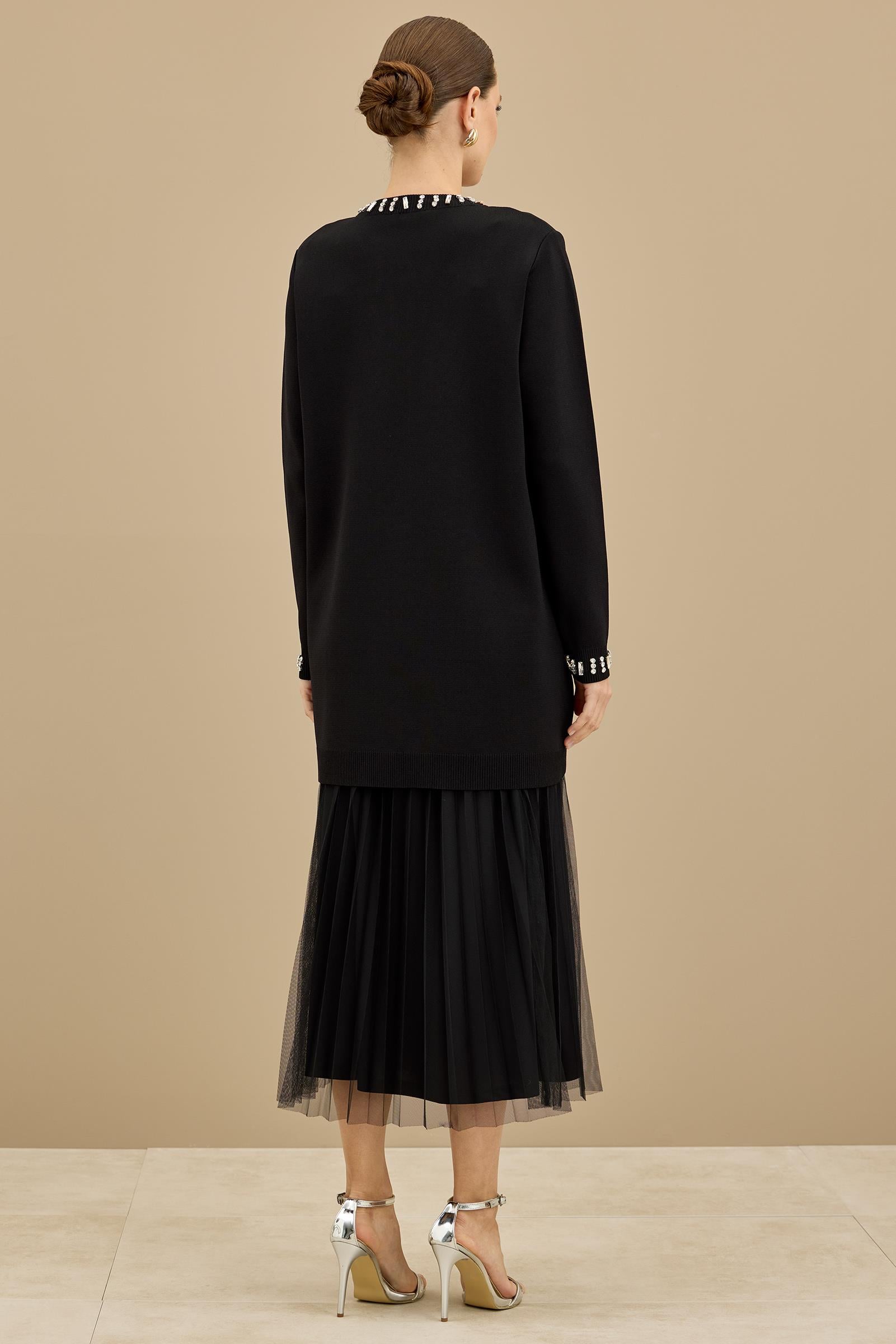 Taş Detaylı Rayon Ceket SİYAH