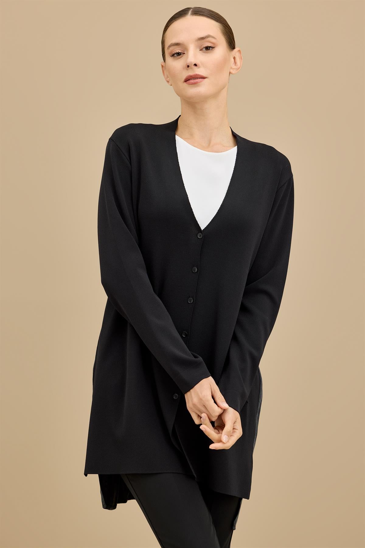 Kupra Mixli Rayon Hırka SİYAH