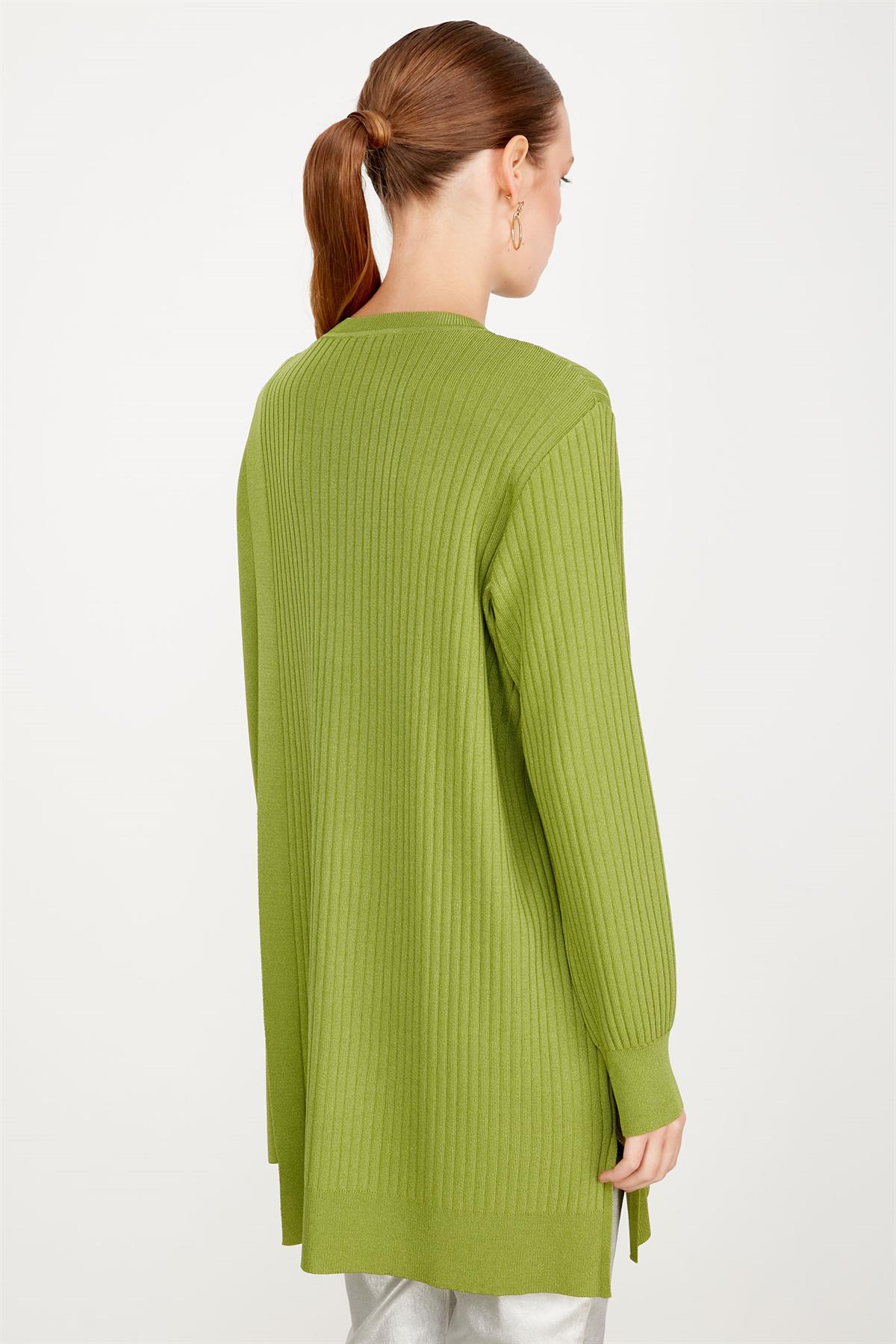 ASİMETRİK DETAYLI RAYON TUNİK YEŞİL