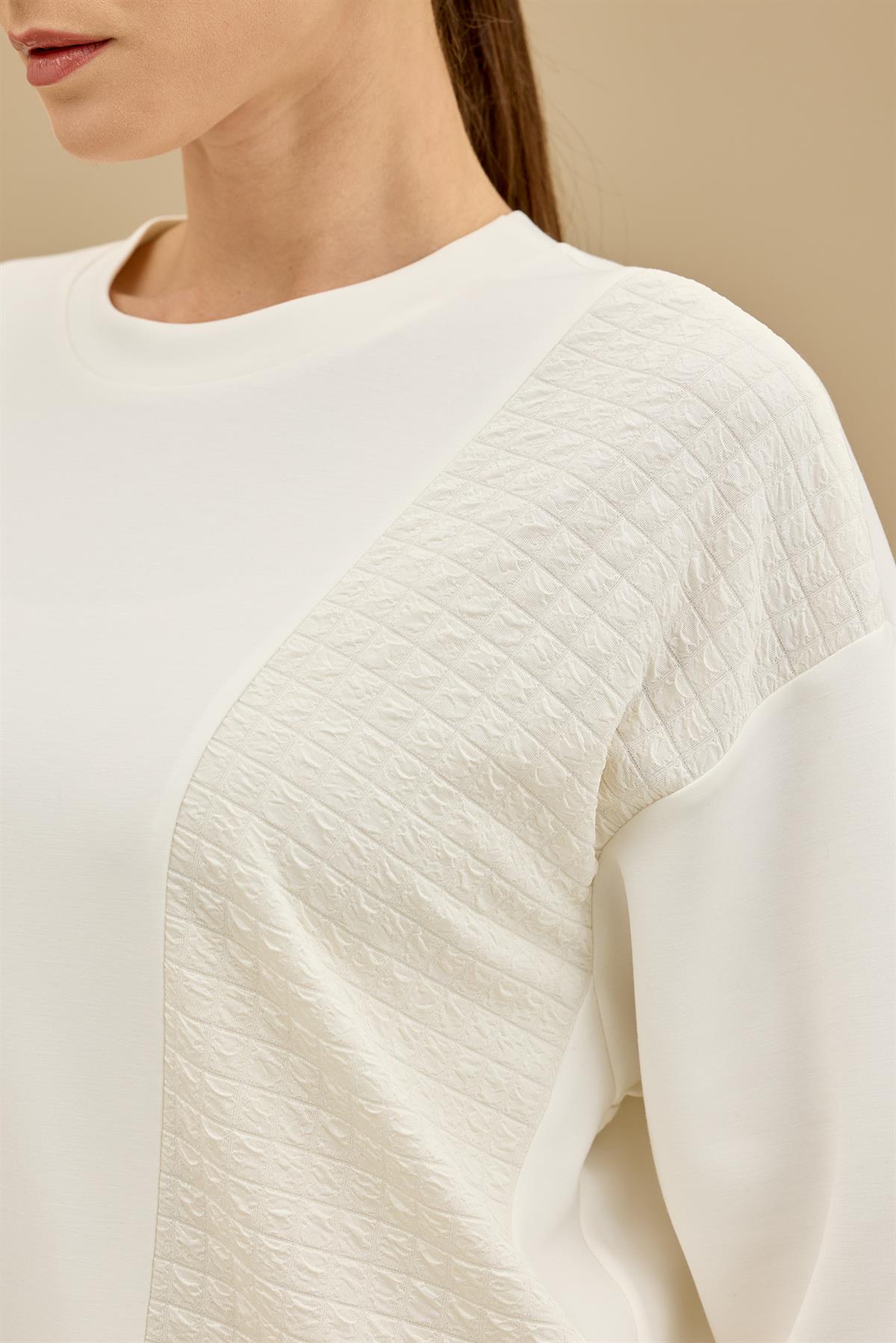 Asimetrik Garnili Pantolonlu Takım EKRU