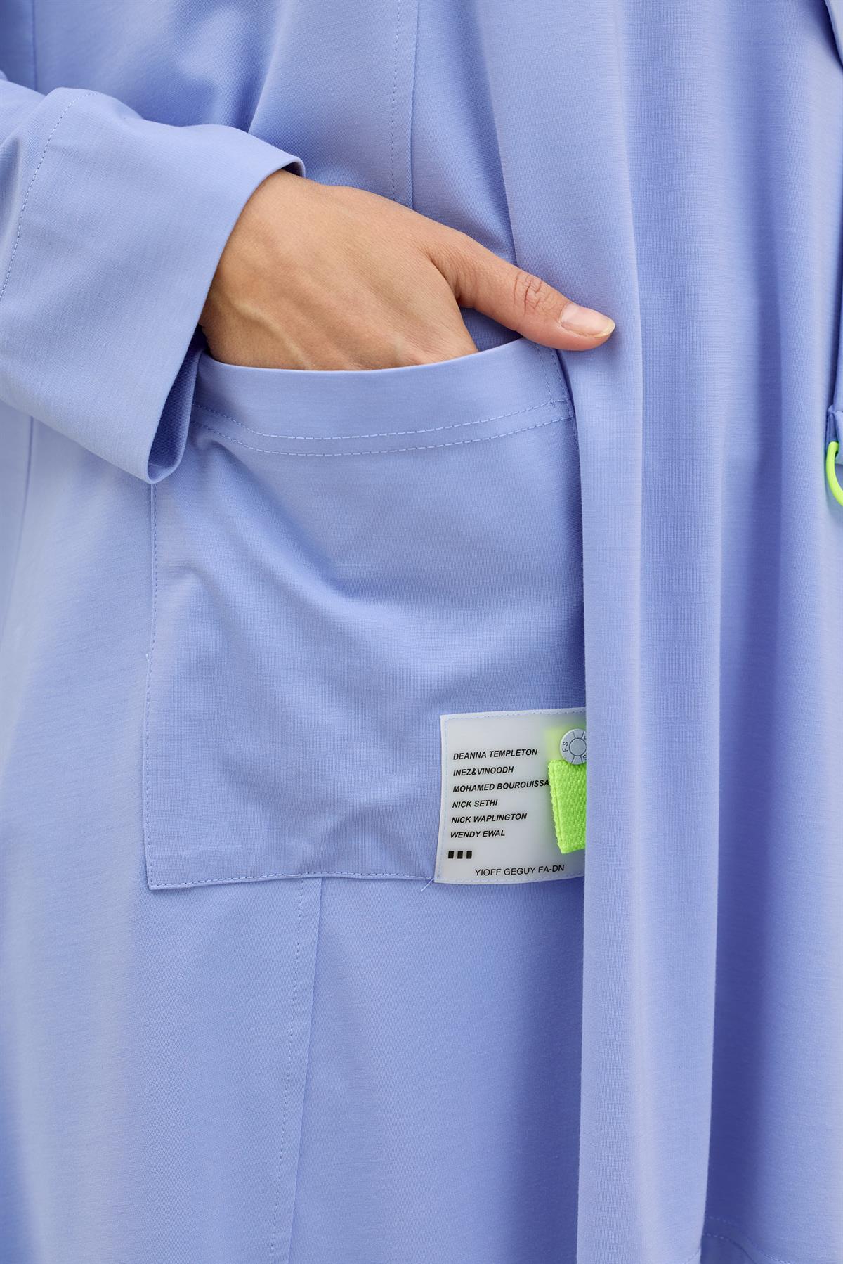 Asimetrik Kesimli Aksesuar Detaylı Takim MAVİ