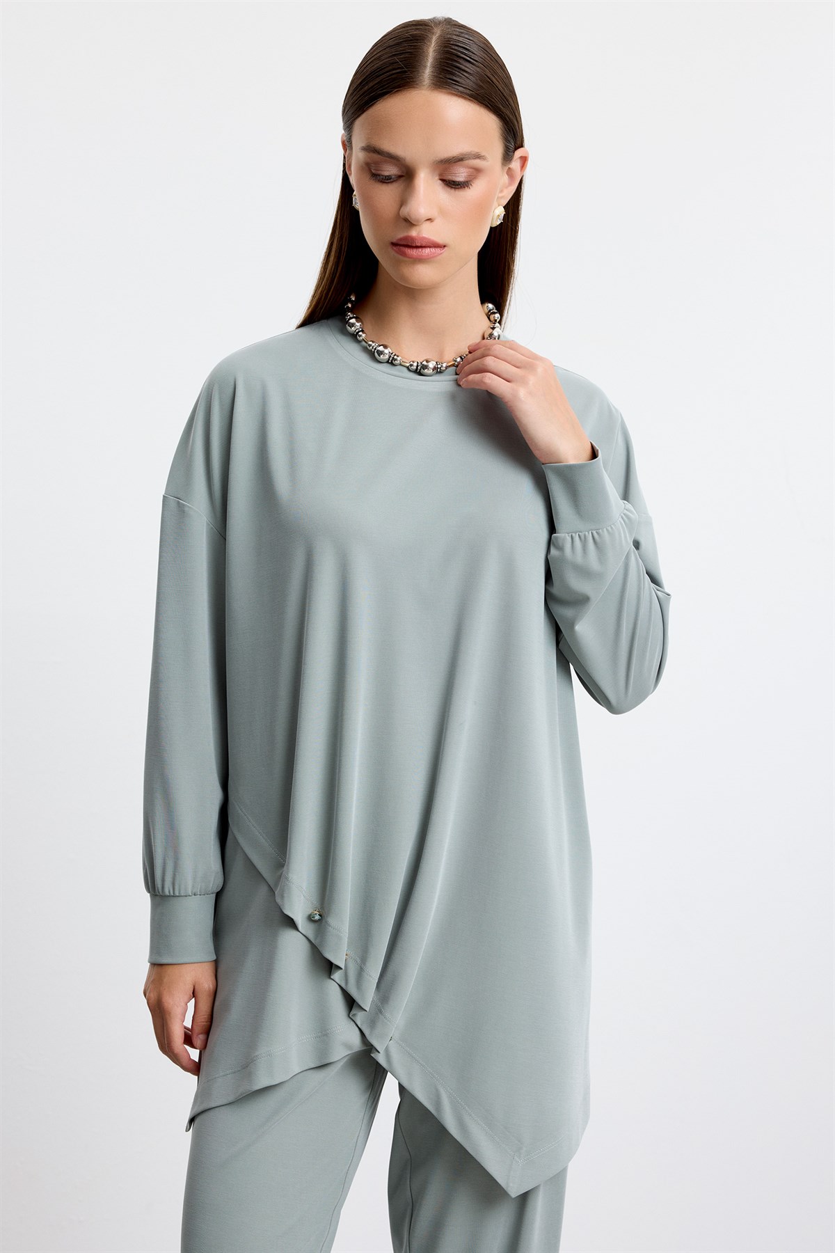 Asimetrik Tunik Pantolonlu Takım MİNT
