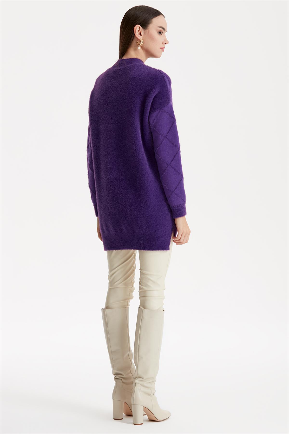 BAKLAVA DESENLİ MİNK TUNİK MOR