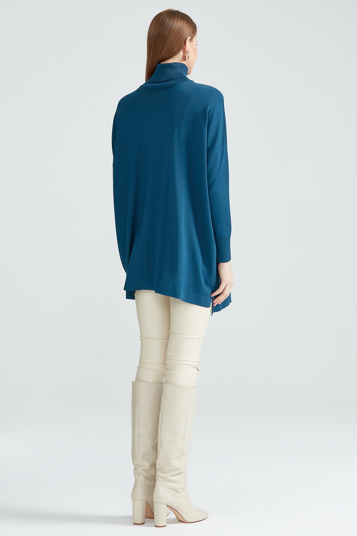 Balıkçı Yaka Oversize Basic Triko Tunik CLASSİC BLUE