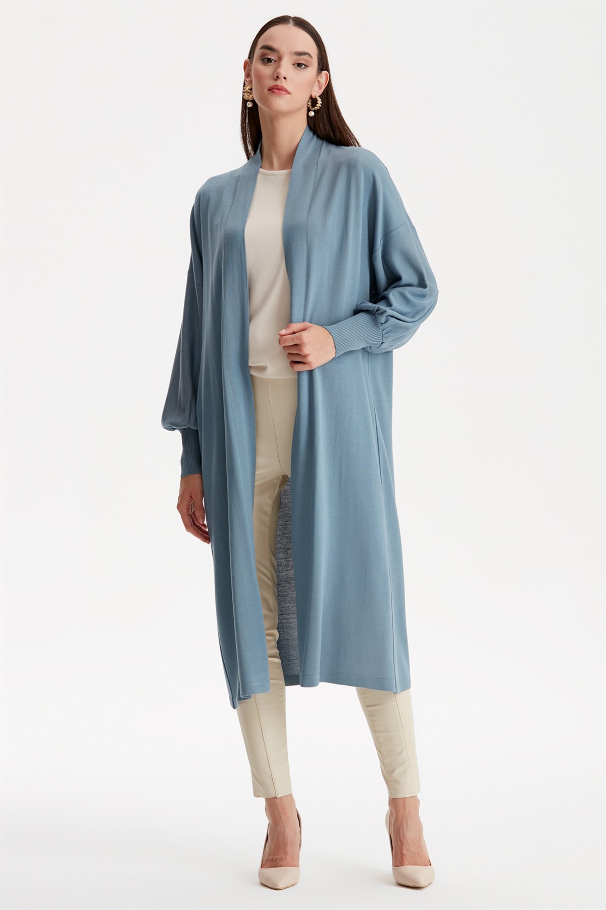 Balon Kol Hırka GRİ MAVİ