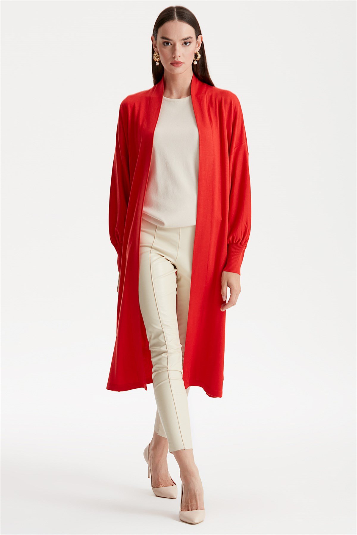 Balon Kol Hırka KIRMIZI