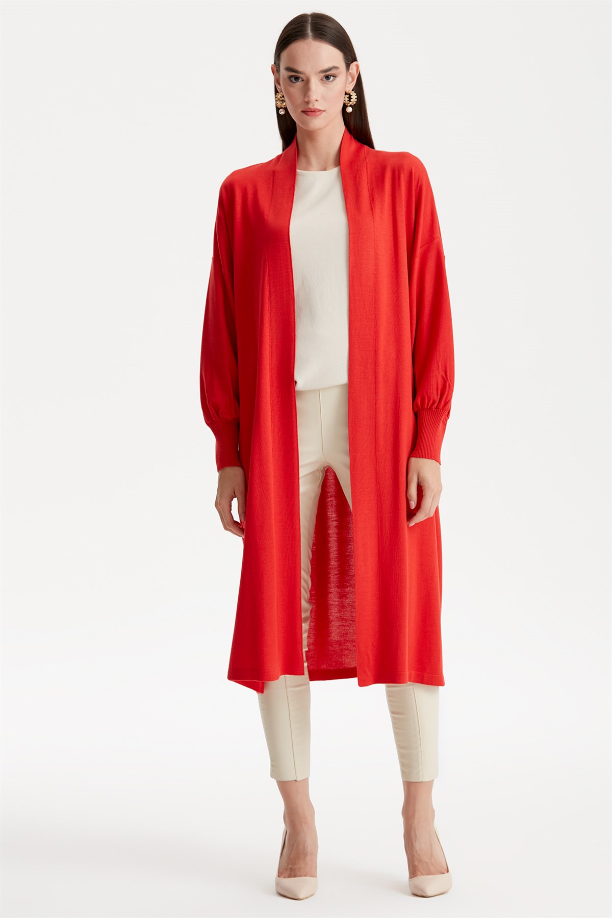 Balon Kol Hırka KIRMIZI