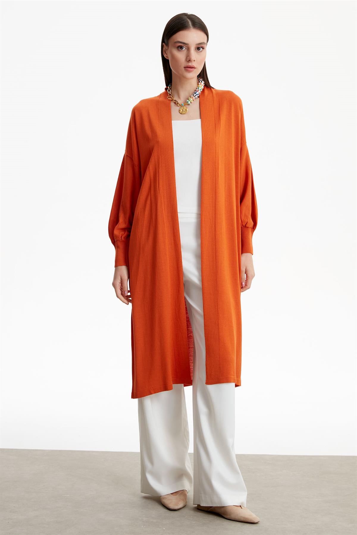 Balon Kol Hırka YANIK ORANJ