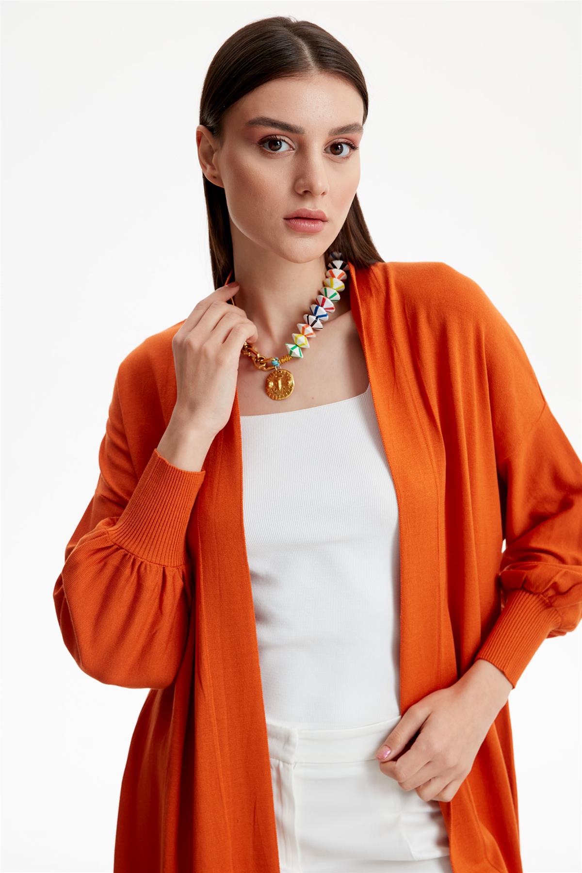 Balon Kol Hırka YANIK ORANJ