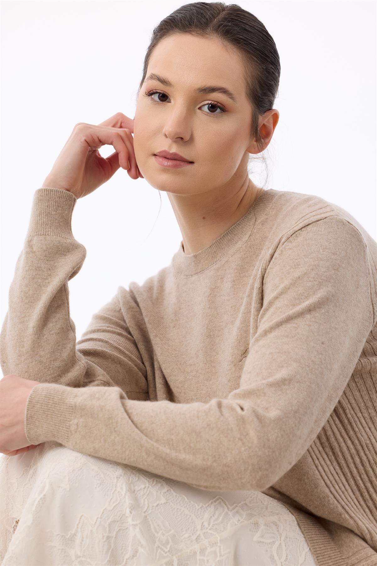 Basic Cashmere Triko Tunik BEJ