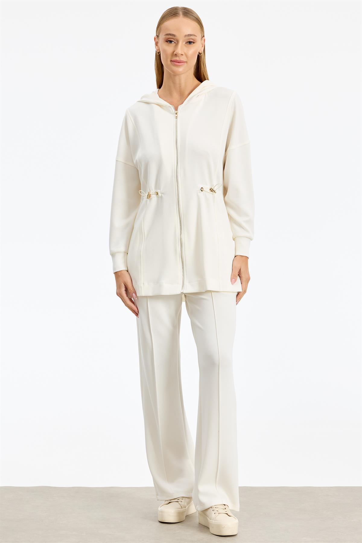 Bel Kısmı Büzme Detaylı Eşofman Takım EKRU