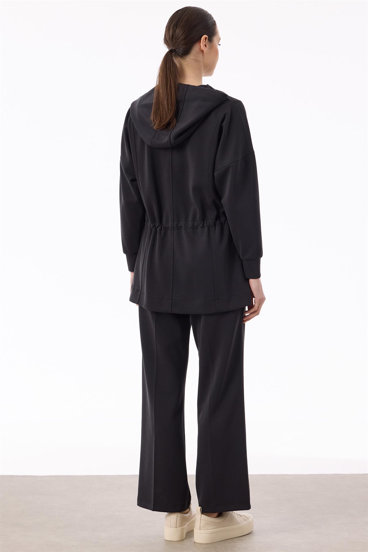 Bel Kısmı Büzme Detaylı Eşofman Takım SİYAH