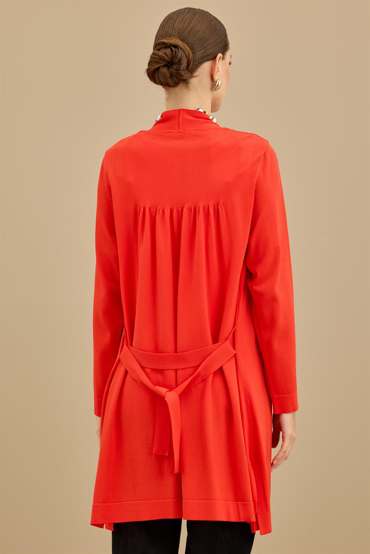 Kemerli Rayon Hırka KIRMIZI