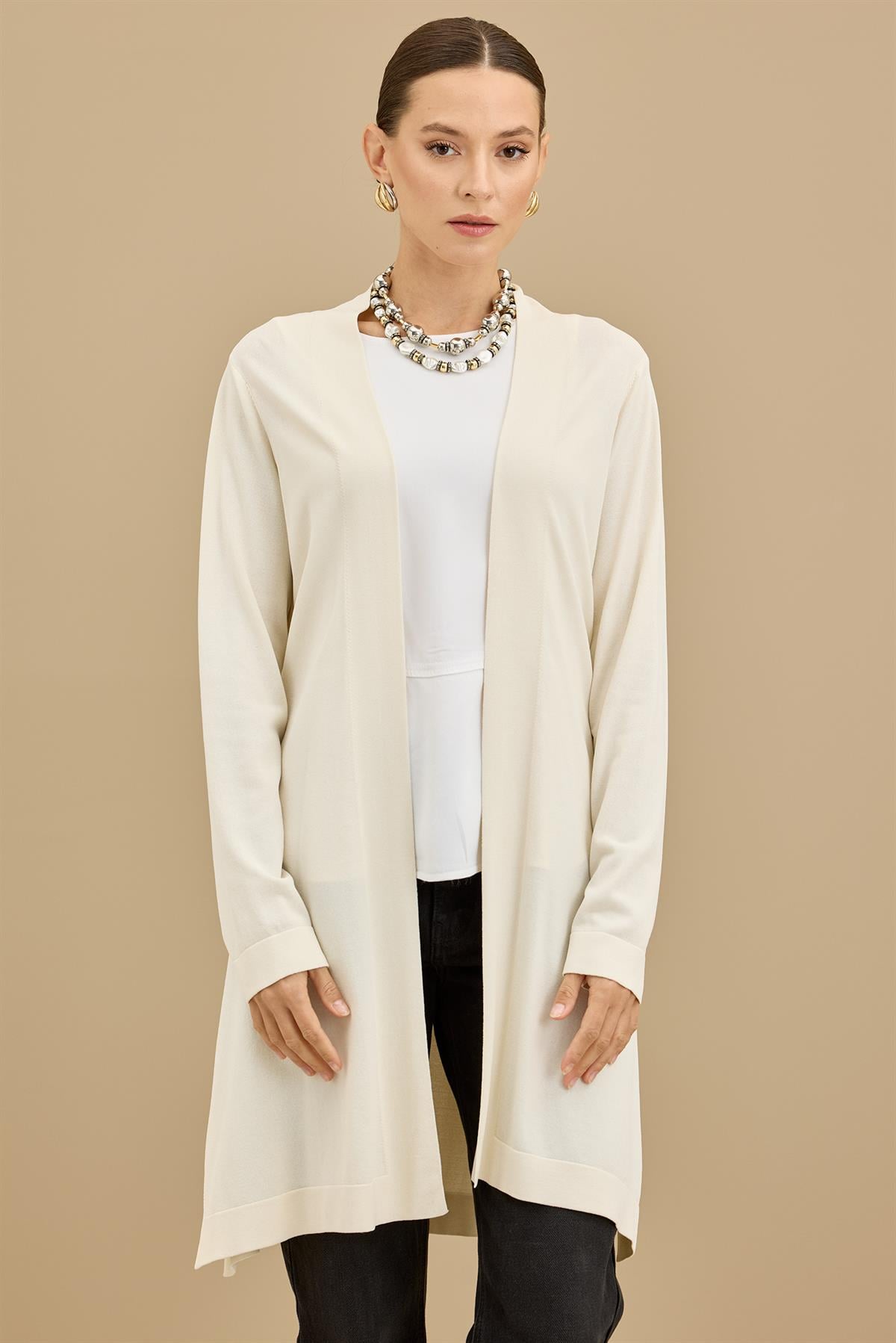 Kemerli Rayon Hırka VANİLLA