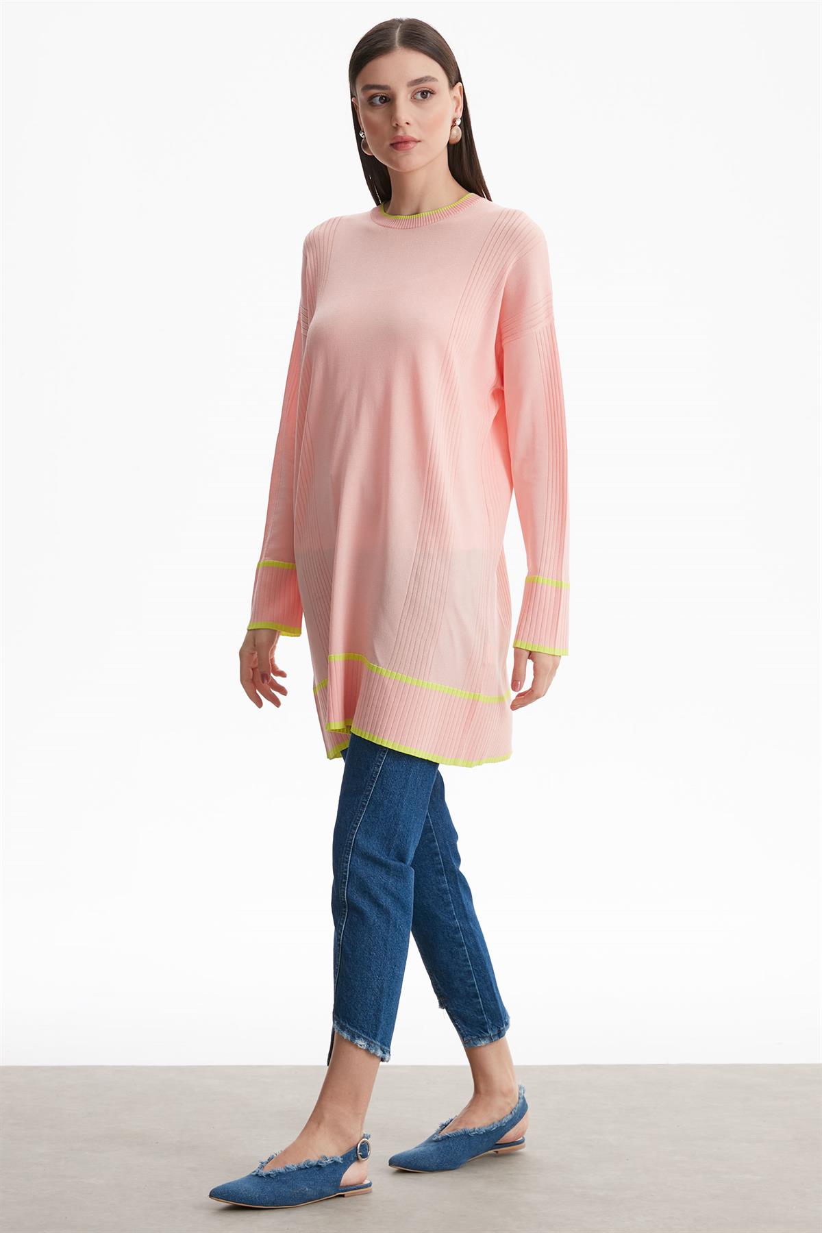 ÇİZGİ DETAYLI RAYON TUNİK POWDER