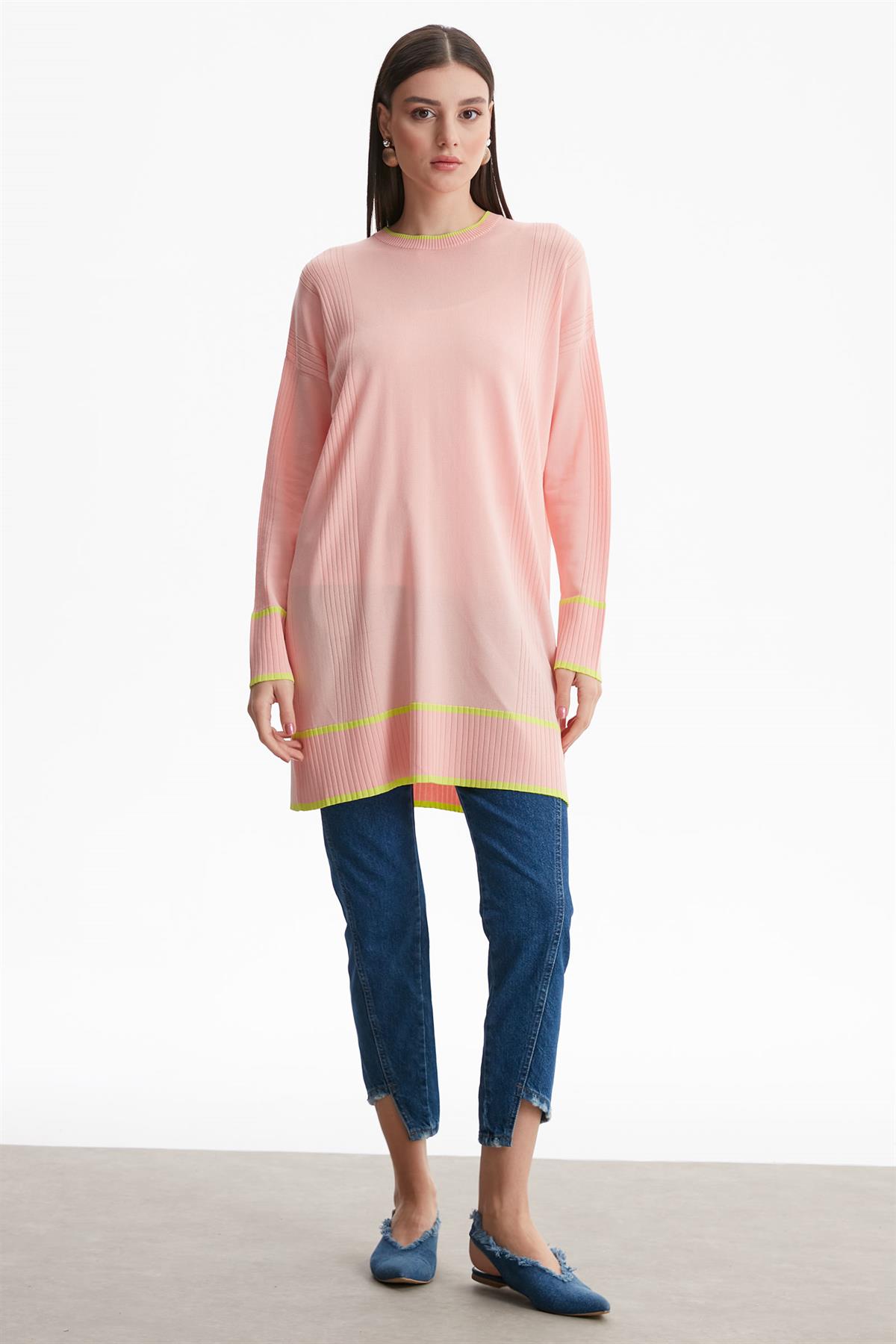 ÇİZGİ DETAYLI RAYON TUNİK POWDER