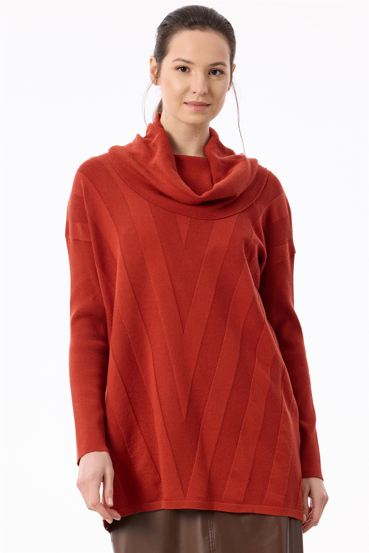 Degaje Yaka Triko Tunik KREMİT