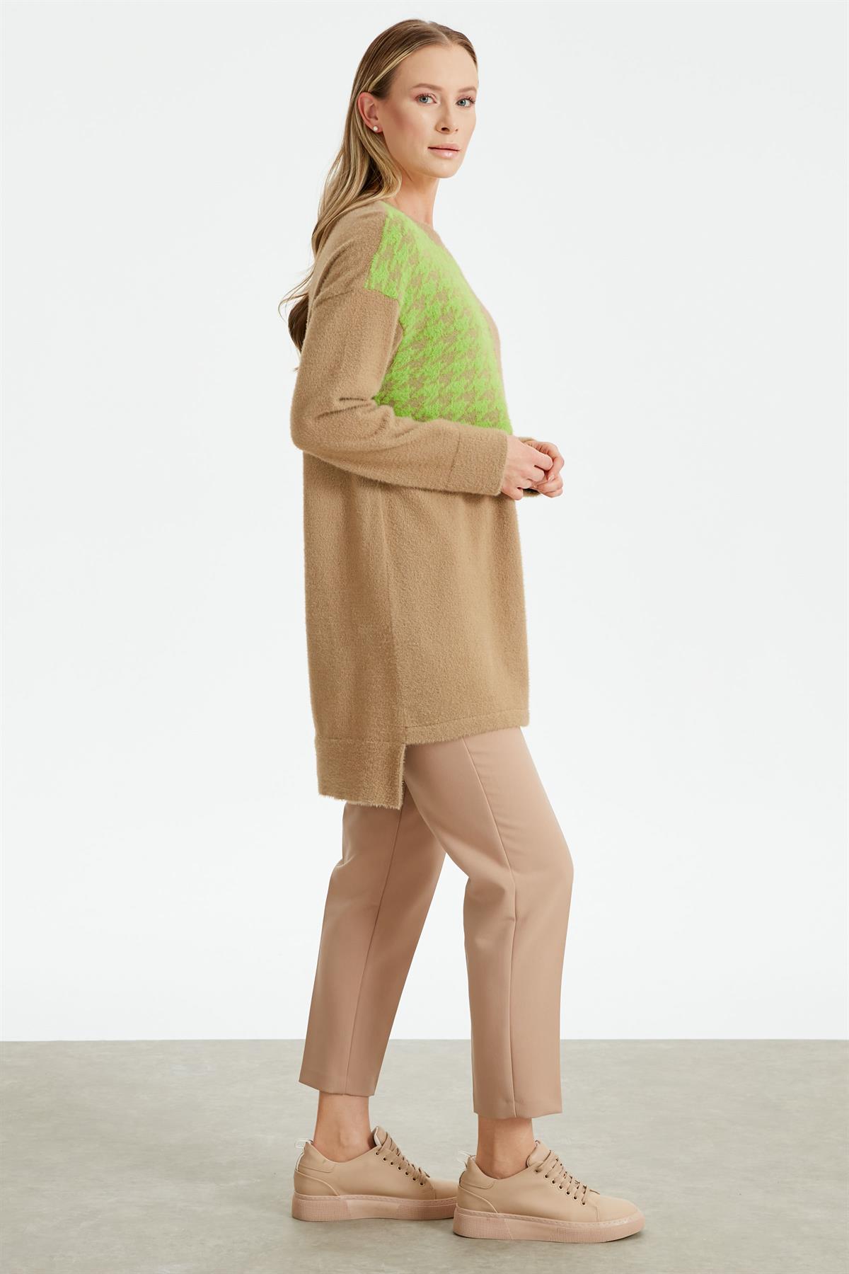 DERİ DETAYLI KAZAYAKLI TUNİK CAMEL