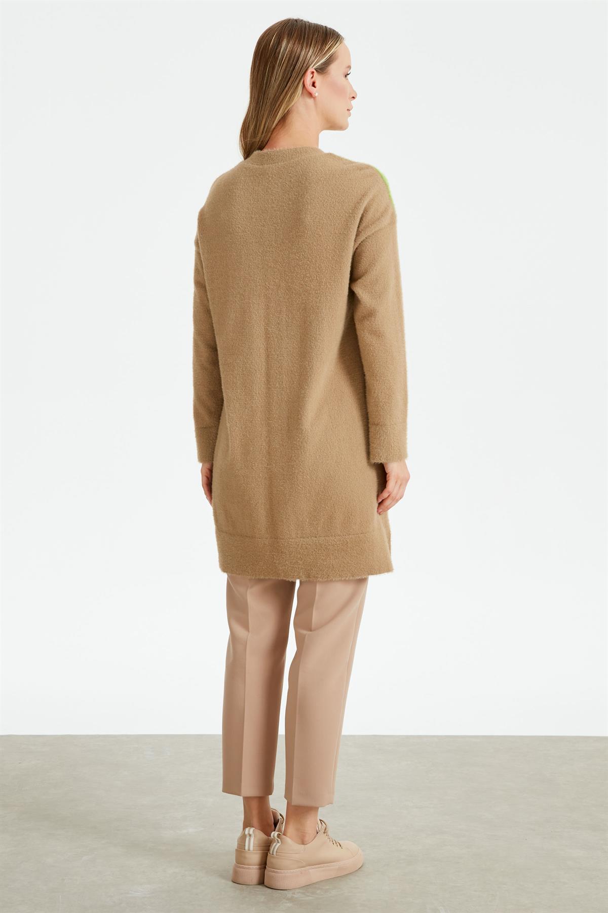 DERİ DETAYLI KAZAYAKLI TUNİK CAMEL