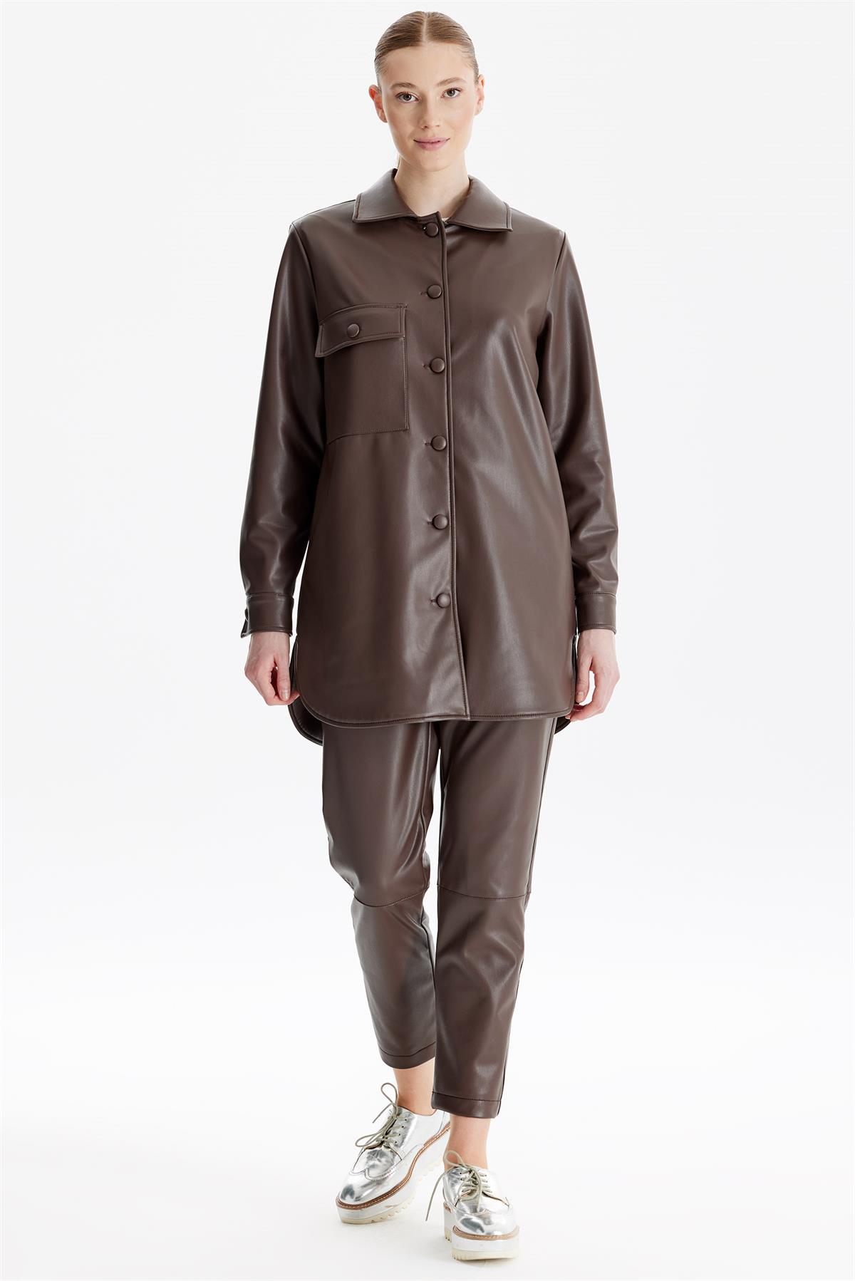 Deri İkili Takım KAHVE