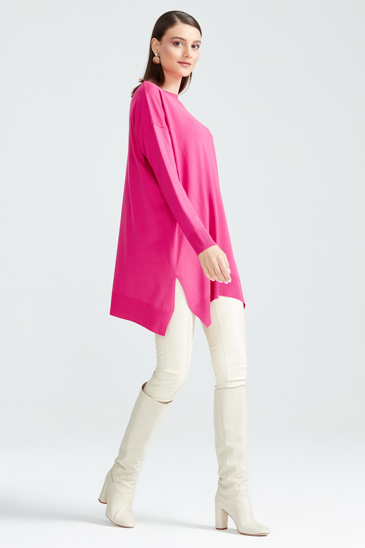 Düşük Kol Triko Tunik FUŞYA