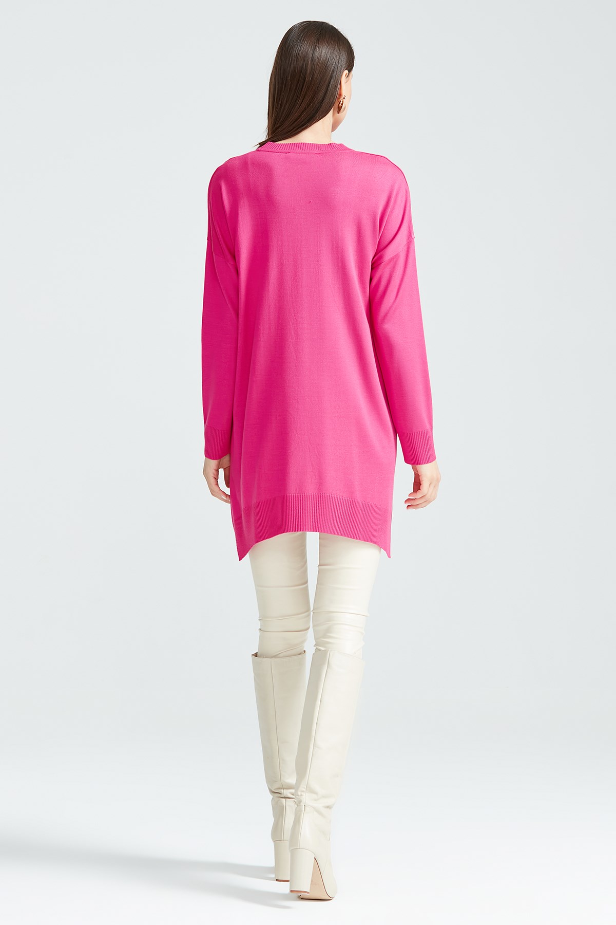 Düşük Kol Triko Tunik FUŞYA
