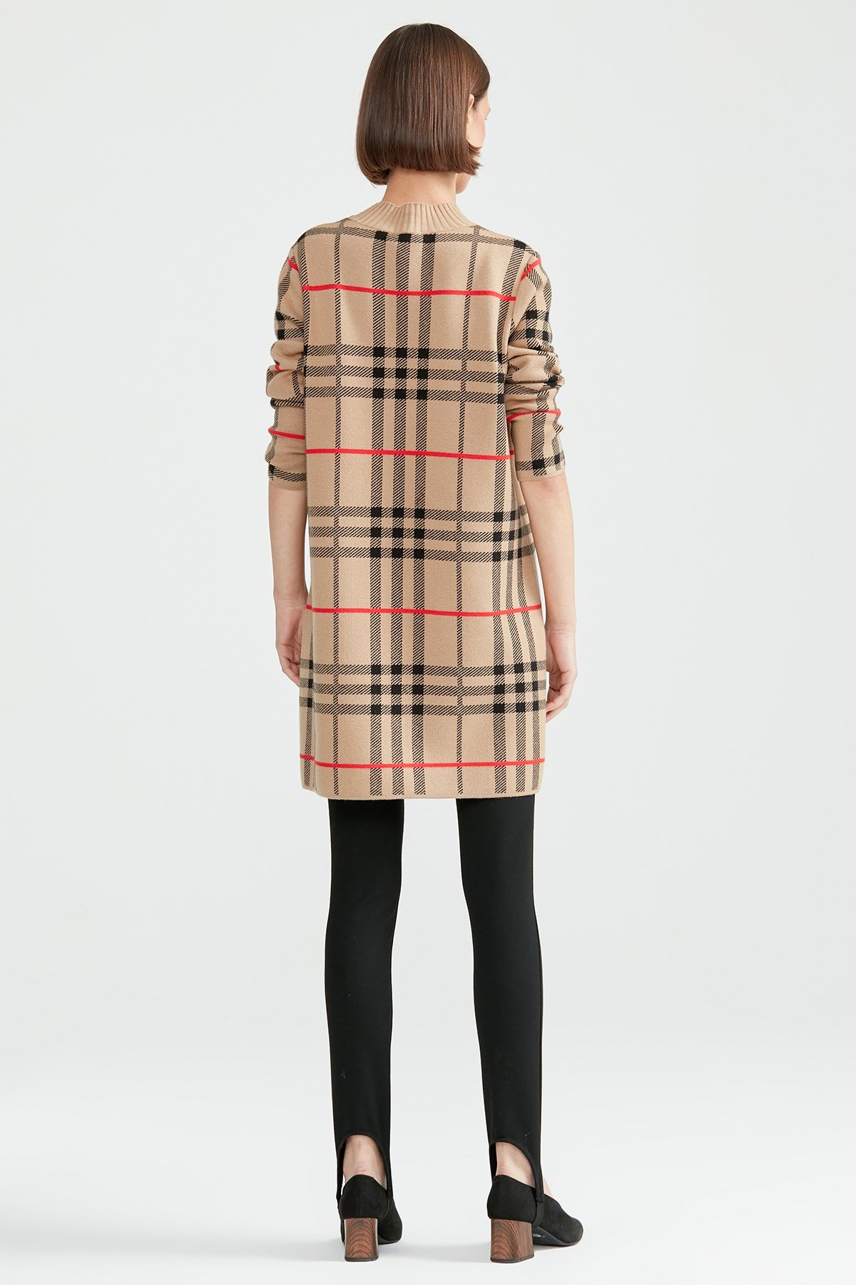 Ekose Detaylı Yarım Balıkçı Triko Tunik CAMEL