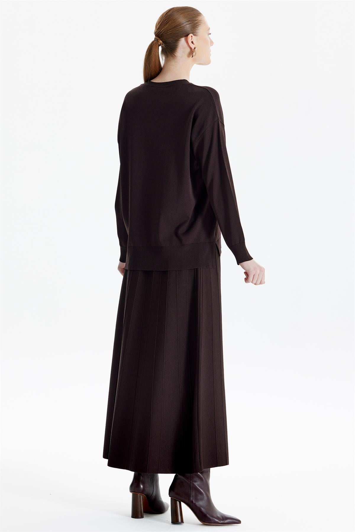 Eteği Düğmeli Rayon Takım ACI KAHVE